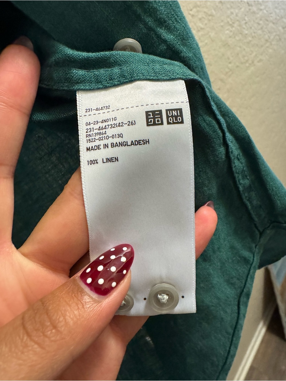 Uniqlo Forest Green Linen Shirt - Picture 5 of 6